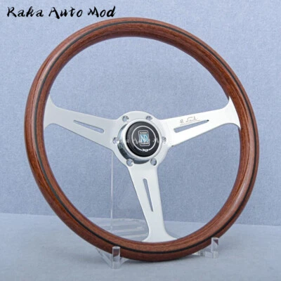 NARDI Classic 360mm Mahogany Wood Steering Wheel with Silver