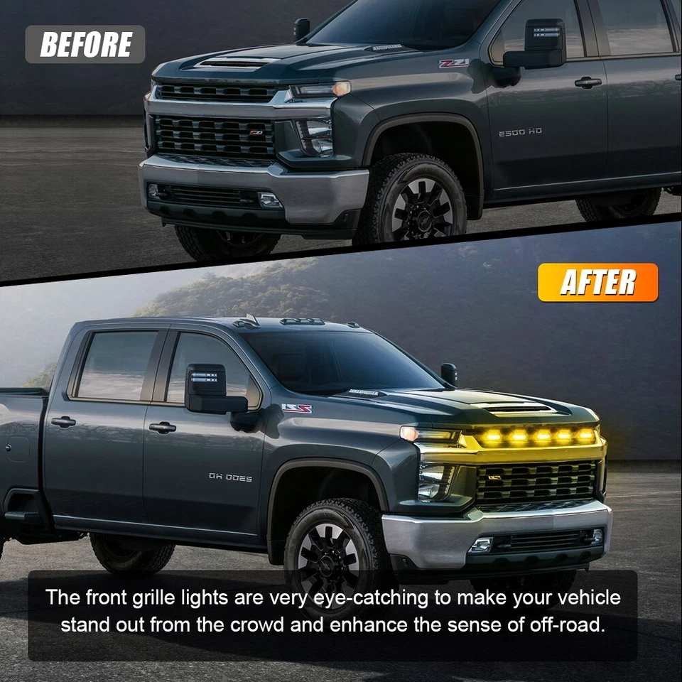 5x Luces de circulación LED ámbar parrilla universal camioneta SUV para Ford SVT estilo Raptor Foto 3 de 4