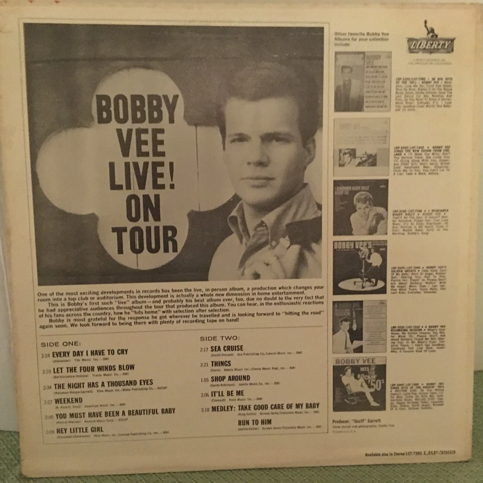 BOBBY VEE   LP   LIVE! ON TOUR - Image 2 of 4
