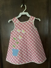 Vtg Ruth Of Carolina Dress Red Pink Checker Appliqu NOS Cotton Blend 4-5 Luxury