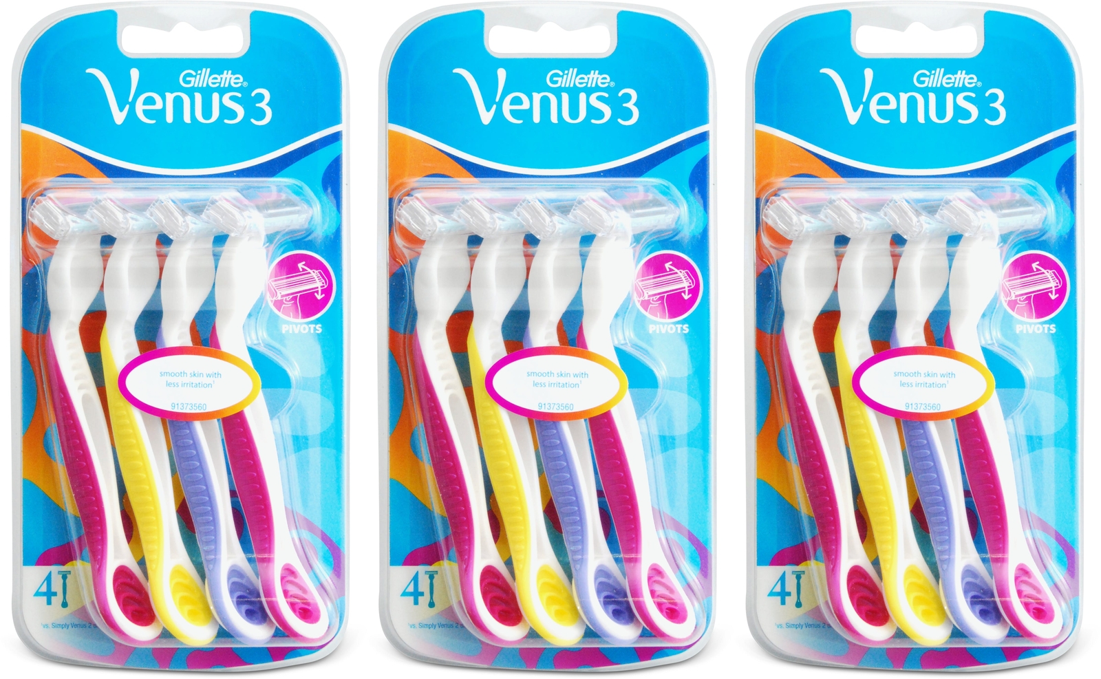 Gillette Venus3 Colours Disposable Razors 4 Razors - 4 Razors Lloyds Pharmacy - Image 3