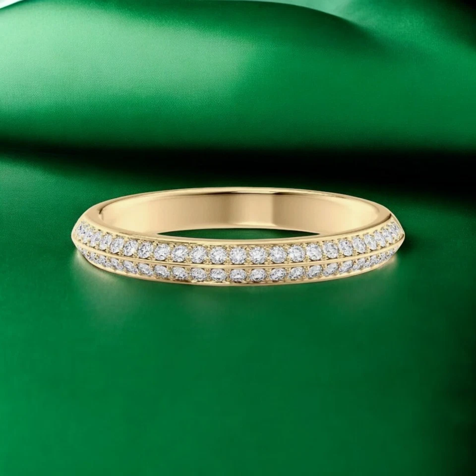 Lab Created Engagement Band Round Cut Diamond 18K Yellow Gold 3.0 MM 0.40 Ct - Image 2 of 4