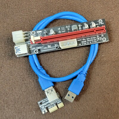 6pc PCIE Riser Adapter Card, GPU Crypto Mining, 16X-1X 60cm USB 3.0 Cable