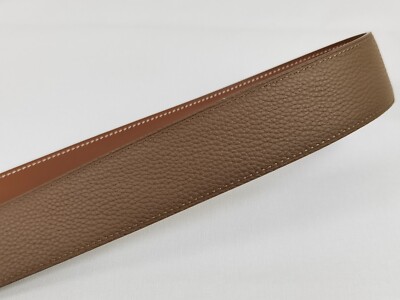 38mm Belt Reversible Leather Customized Strap Replacement Belt Togo Gray/Tan