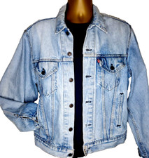 Vintage 1980s LEVI'S Trucker Jacket Stone Washed Denim '84 Men's Sz Med USA Made