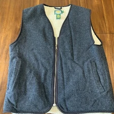 Cabelas Mens Zip Up Wool Vest Gray Large 