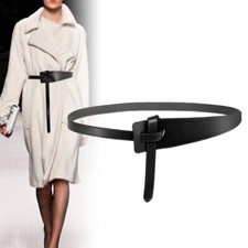 Women Dress Belt for Jumpsuit Coat Fashion Tie a Knot Genuine Leather Waist Belt