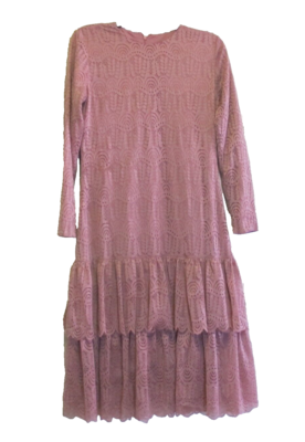 Womens Mauve Rose Long Sleeve Tiered Ruffle Lace Midi Dress Size S | eBay Womens Mauve Rose Long Sleeve Tiered Ruffle Lace Midi Dress Size S | eBay