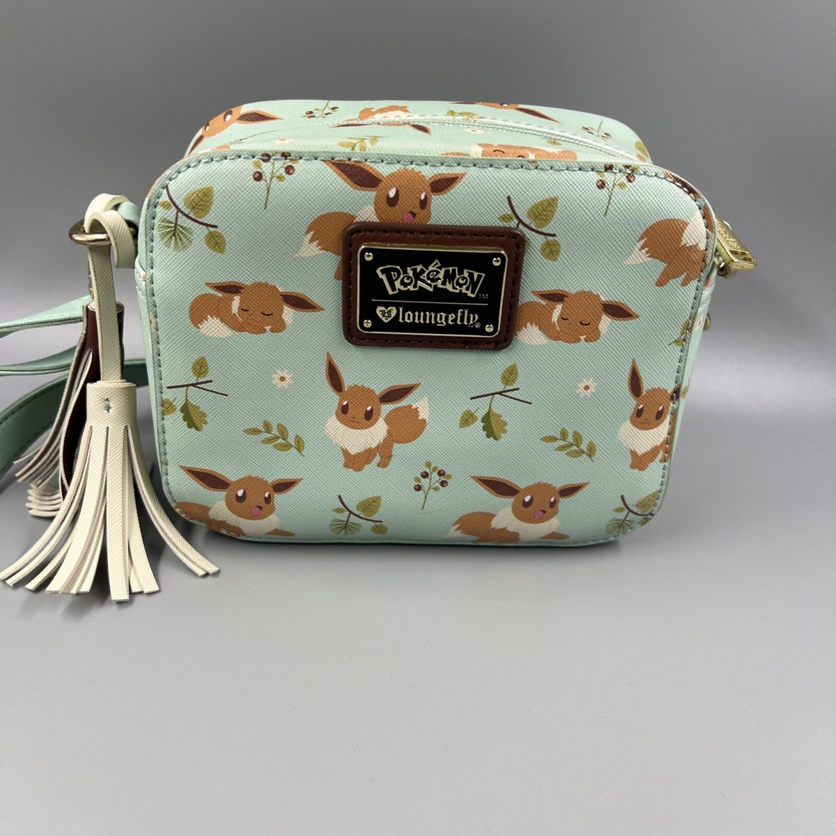 Preowned Loungefly Eevee Pokemon Mint With Branches Leaves Crossbody Purse