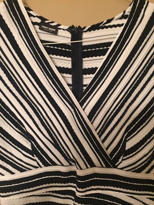 Gerry Weber V Neck Dress Size Large 12 14 black White Slimming