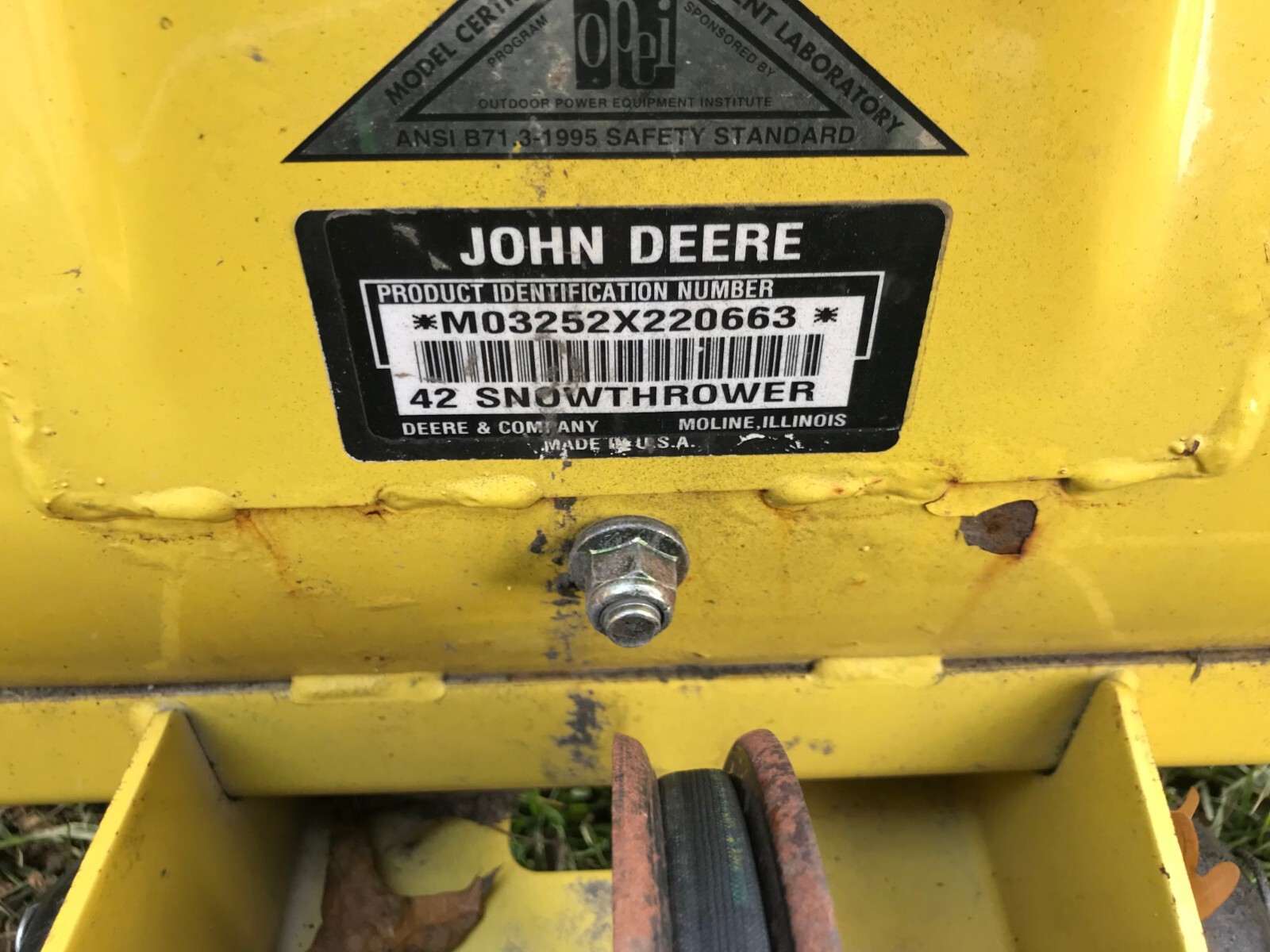 JOHN DEERE GT GT235 42 Snowthrower Snow Blower PICK UP ONLY HURON OHIO