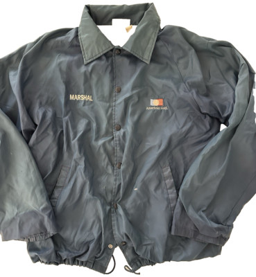 Vintage American Golf Course Marshal Windbreaker button up blue large to XL