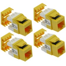 4 Pcs Cat5e RJ45 Network Ethernet Keystone Jack 180 Degree 110 Punch Down Yellow