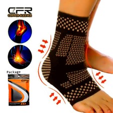 Copper Ankle Support Brace Compression Sleeve Socks Foot Fasciitis Pain Relief