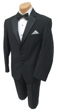 Boys Calvin Klein Black Tuxedo Jacket  Flat Front Pants 100 Wool Size 5