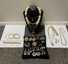 Large Lot Vintage GoldTone Jewelry 32pc/16 Signed Trifari Lisner 925 Krementz+++