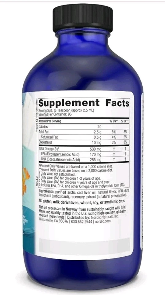 Nordic Naturals Children's DHA Liquid - Orange Flavored Kids Fish Oil, 8 Oz - Image 2 of 4