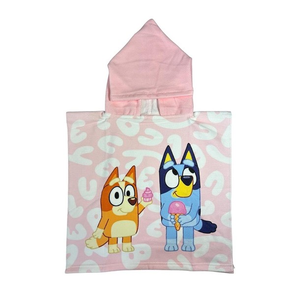 Bluey & Bingo Kapuzen-Poncho Handtuch Kinder Pool Strand Bad Pink Polyester-image