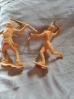 2 Vintage Louis Marx Figures 6" Native Americans Indians Plastic Action War 1964