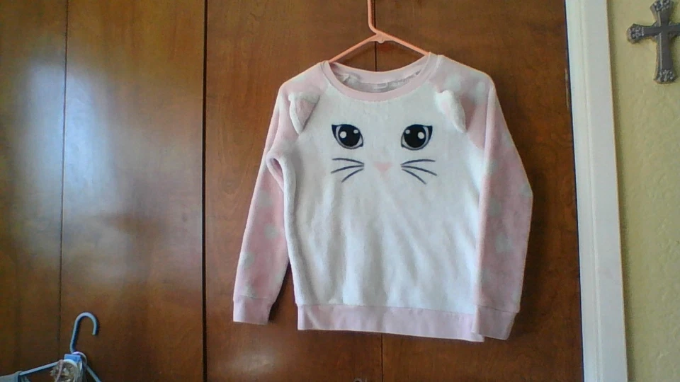 Cold Crush Cat Face Fleece Pull Over Sweater Girls Size M (8/10) *Stains Slv End - Image 3 of 4