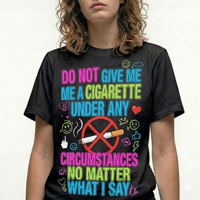 Do Not Give Me A Cigarette T-Shirt Funny Neon Retro Tee Gift