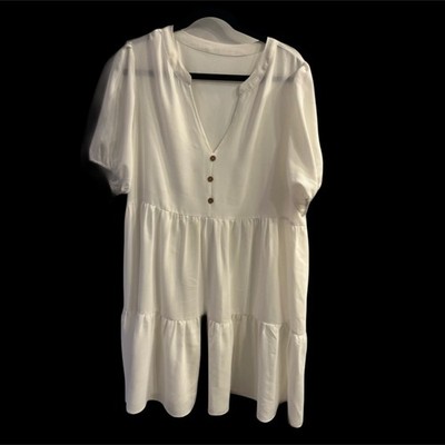 flowy white babydoll dress Marlina Ruffle Sleeve Babydoll Mini Dress White