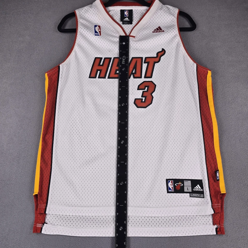 Camiseta Miami Heat Niños Grande Blanca NBA Baloncesto Dwyane Wade #3 Adidas 00s Y2K Foto 4 de 4