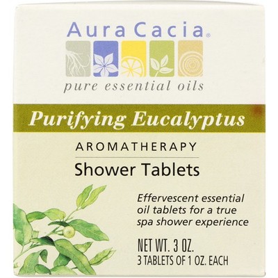 Aura Cacia Aromatherapy Shower Tablets Purifying Eucalyptus 3 Oz