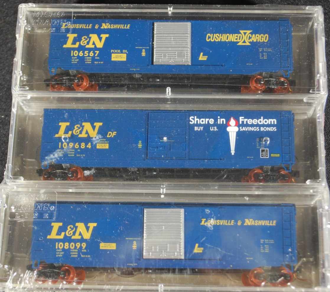 NIB (3) Micro-Trains Louisville & Nashville Box Cars N Scale Different ...