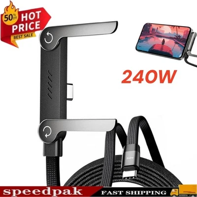 MARKENLOS Invisible Holder Charger Cable 240W Fast Charging Cord with Phone Stand Folding