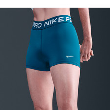 Nike Pro 3" Dri-Fit Striped Shorts Womens S Blue Compression Tight Gym Training