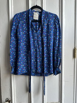 Yves Saint Laurent Rive gauche70 s-80 s vintage Retro print blouse 100%Silk