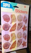 vintage Stickers Agc Big Pearly  Sea Shells 2 Sheets 1 Pack 