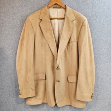 Vintage Vals Mens Wear Camel Tan Suede Leather Blazer Sport Coat 46L USA Made