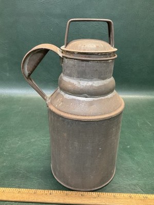 Antique Tin Milk Jug 10  Metal Dairy Cream Can