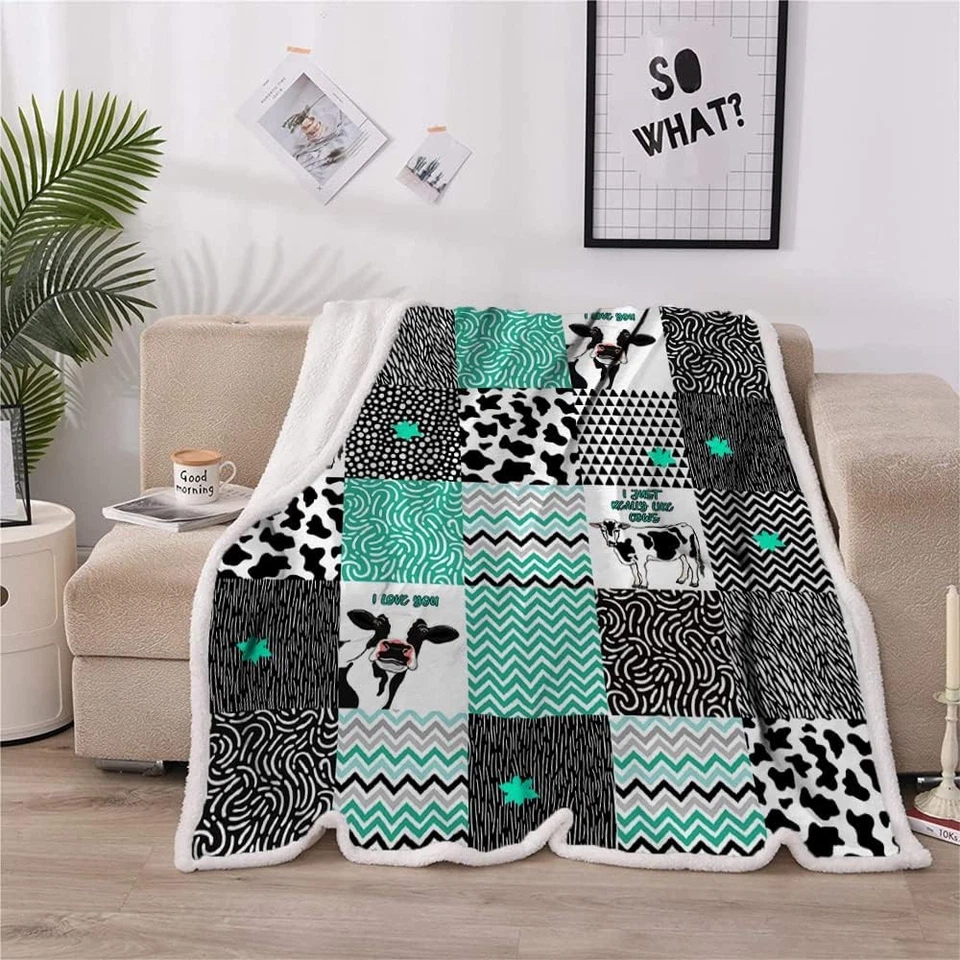Manta para mujer con estampado suave para ropa de cama decoración de vaca 50"x40", Cow3 Foto 3 de 4