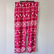 Club Room Men's Holiday Fair Isle Fleece Pajama Pants Red Size XXL