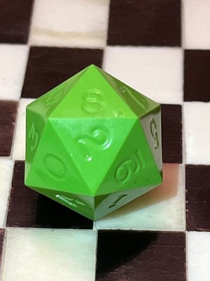 WOW CONDITION! Vintage Gamescience d20 lime green rpg ad&d dice 022426bB@