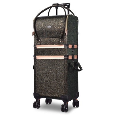 Byootique Rolling Makeup Train Case Lockable Cosmetic Storage Trolley Black