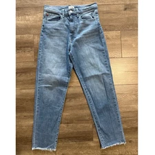 Hudson Jeans Kass Stella High Rise Straight Leg Frayed Hem Light Wash
