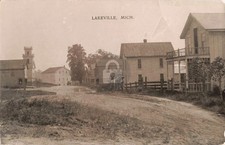 Street View Lakeville MI Michigan 1918 #1 RPPC Photo Postcard COPY