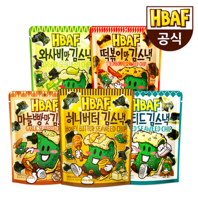 HBAF Seaweed Chip 5 Flavor Variety Set 40g x5 Korean Crispy Laver Snack Geschenk