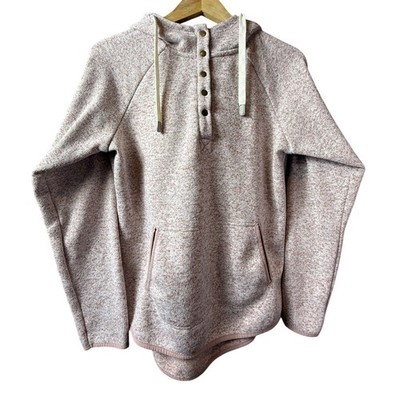 THREAD AND SUPPLY Women's Speckled Pink Henley Hoodie Pullover Size L