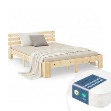 Doppelbett 140x200 Massivholz inkl. Federkernmatratze – Jugendbett Homestyle4u