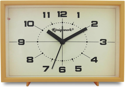 Analog Alarm Clock, 6 Inch Silent Non Ticking Small Clock with Night Light, Batt