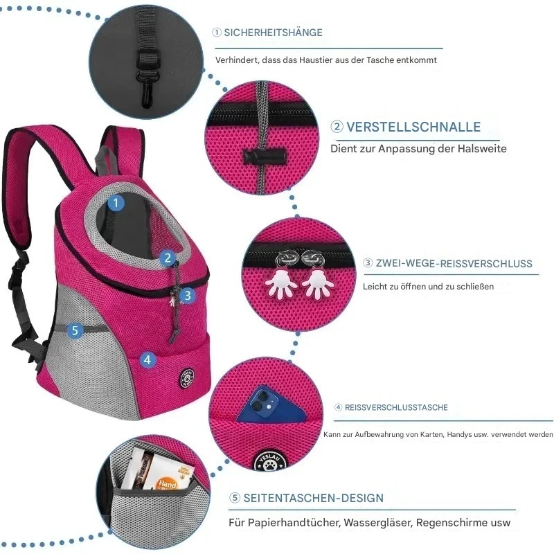 Brandneu Haustier Rucksack Tragbar Doppel Schulter Atmungsaktiv Outdoor - Bild 4 von 4
