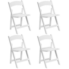 White Resin Folding Chairs Padded 4 Pack Comfortable Event Chair Indoor Outdoor