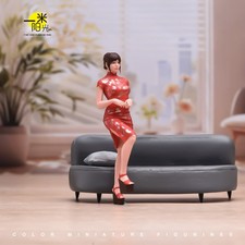 1/18 Miniatures Red Cheongsam Girl Scene Props Model Figures For Cars Vehicles