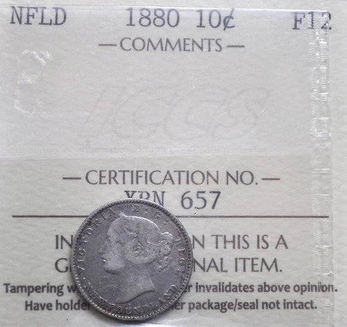 1880 Newfoundland 10 Cents — photo from the most recent tracked eBay sale