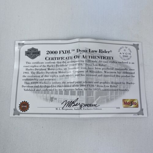 Harley Davidson 2000 FXDL Dyna Low Rider Maisto 1:18 Die Cast Metal Collectible - Picture 5 of 5
